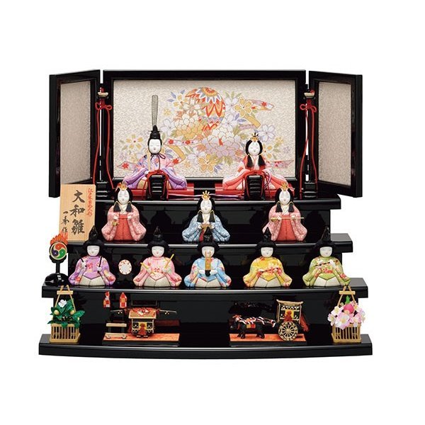 雛人形 木目込み 一秀作 コンパクト ひな人形 十人飾り 三段飾り 3段 初節句飾り お雛様 雛祭りセット 小さい ミニ お雛様 おひな様 2021