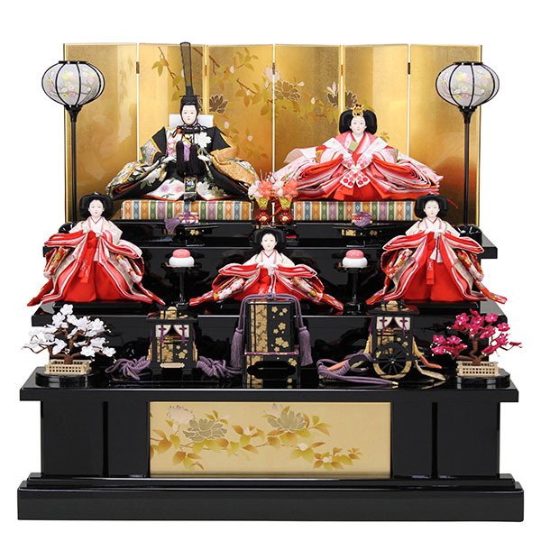 雛人形 三段飾り 五人飾り 3段 5人 高級 組立式 ひな人形 おしゃれ かわいい 初節句 お雛様