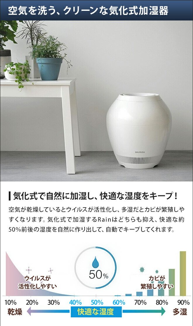 楽天市場】加湿器 気化式加湿器 BALMUDA バルミューダ Rain レイン