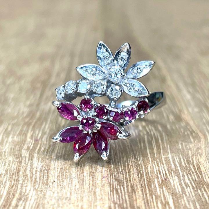 ☆新春福袋2022☆ ヴィンテージ・手作り！Pt900 ルビー ダイヤ リング