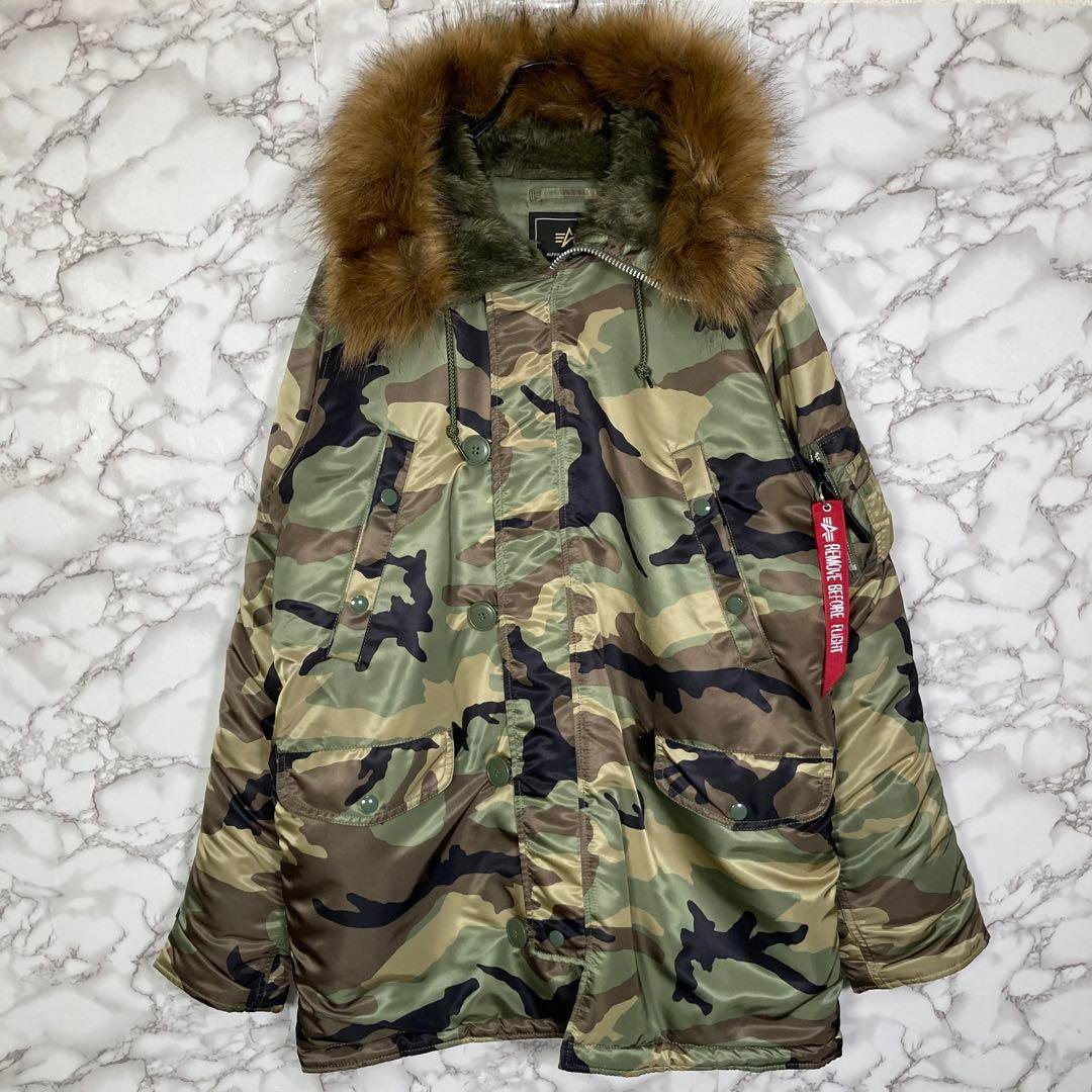 ALPHA INDUSTRIES⭐️【XL】迷彩柄ミリタリージャケットコート-