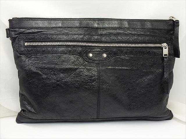 人気ショップ ［430］良品 ＊バレンシアガ＊ レザー クラッチバック 黒